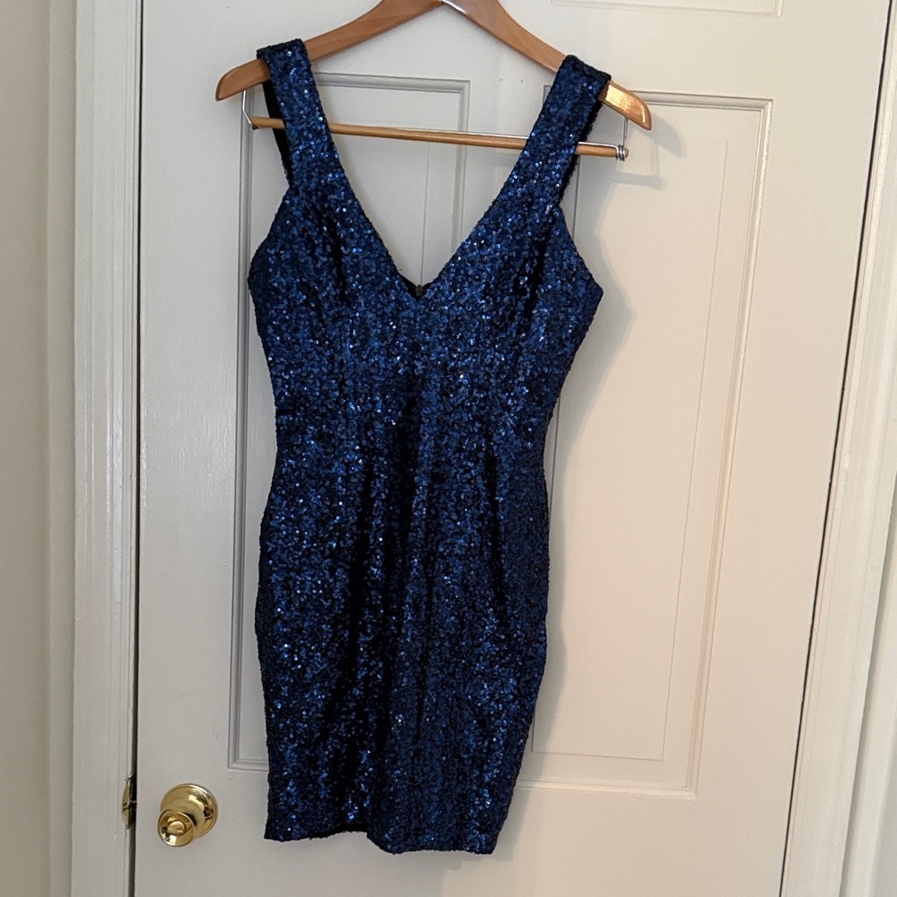Dress the Population Navy Sequin Mini Dress